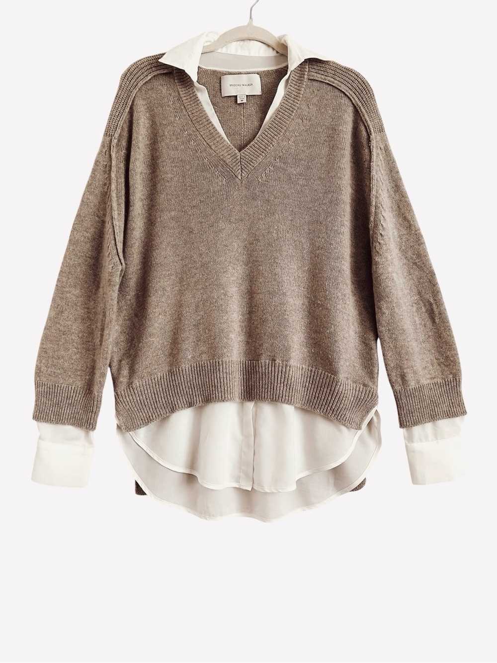 Brochu Walker Looker Layer Cashmere Blend Brown Melange Medium - Picture 2 of 11